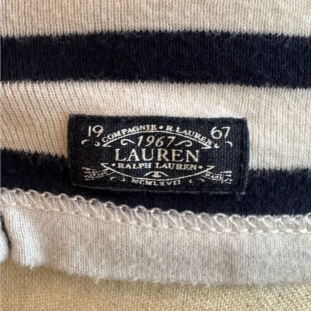 Ralph Lauren Shirt Blue White Stripe Button Shoulder Women’s Large Nautical - Picture 6 of 11